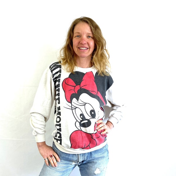 Vintage 80s 90s Disney White Minnie Mouse Sweatshirt