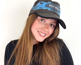 Vintage 1980s Harley Davidson Biker Motorcycle Flames Painters Cap Hat - Made in the USA