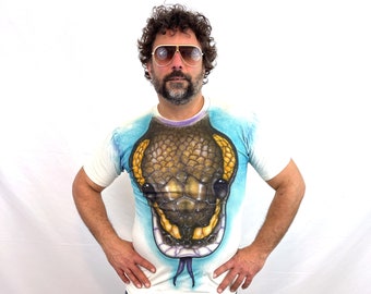 Amazing Vintage Hand Painted Air Brush OOAK Snake Shirt Tee Tshirt