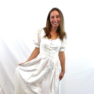 Lovely Vintage Austrian Genuine Altenerdinger Trachten White Cotton Dirndl Dress - Made in Austria