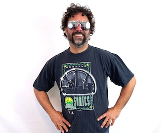 Vintage 1990s 90s Seattle Supersonics Sonics NBA Baskeball Black Tee Shirt Tshirt - Competitor tag