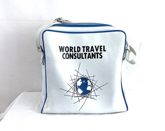 Vintage 1970s 70s Travel Airlines Day Bag Tote - World Travel Consultants