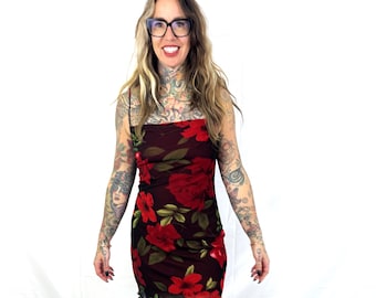 Vestido floral de verano vintage de los años 90 y 1990 Y2K de Wild USA