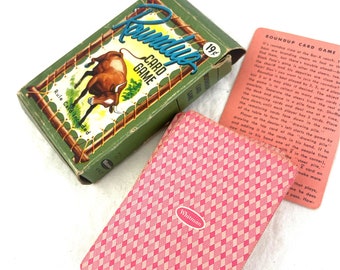 Vintage 1950s 50s Roundup Card Game Deck - By Whitman