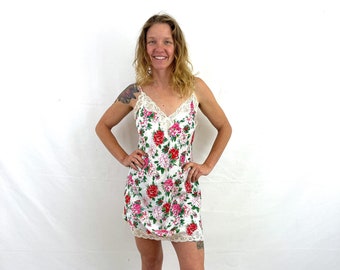 Vintage 1980s 90s Victoria Secret Gold Label Sexy Nightgown Floral Nightie Dress Slip