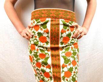 Rare Vintage 1960s Miss Shaheen High Waist Maxi Floral Skirt