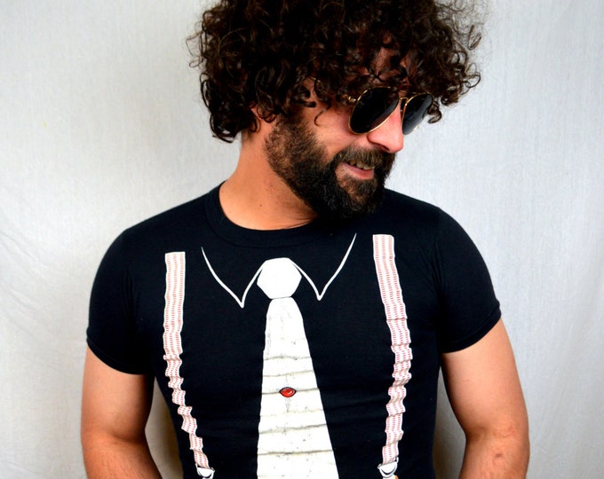 Vintage 1985 Funny Tuxedo Suspender Thin XS Tee Shirt Tshirt Etsy