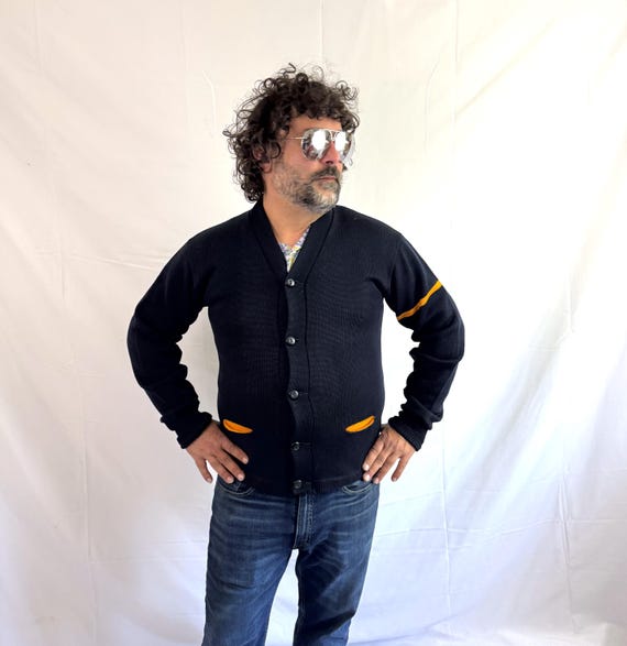 Vintage 50s 1950s Varsity Letterman Campus Wool Cardigan Sweater -  Lasley Knitting Co. Seattle View 3