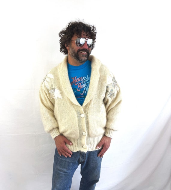 Mohair sweater jacket 80s cardigan sweater from etsy shop