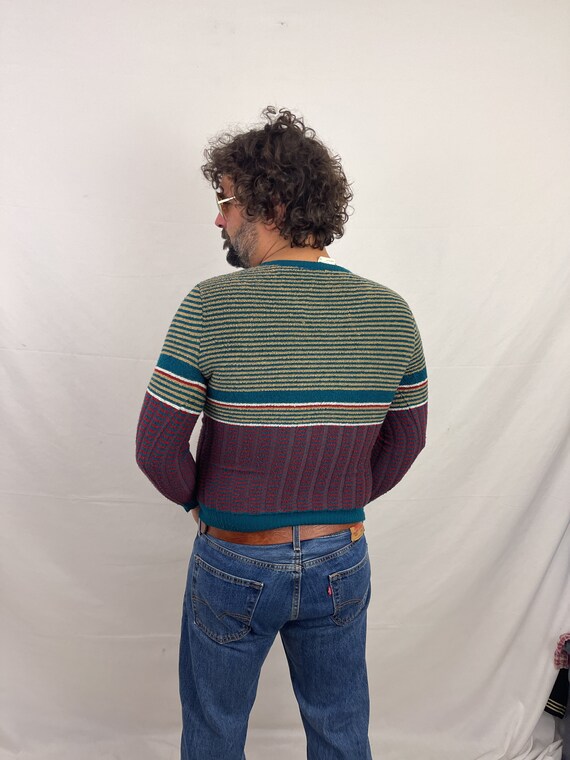 Vintage 70s 80s Striped 1980s Knit Sweater - Fire… - image 5