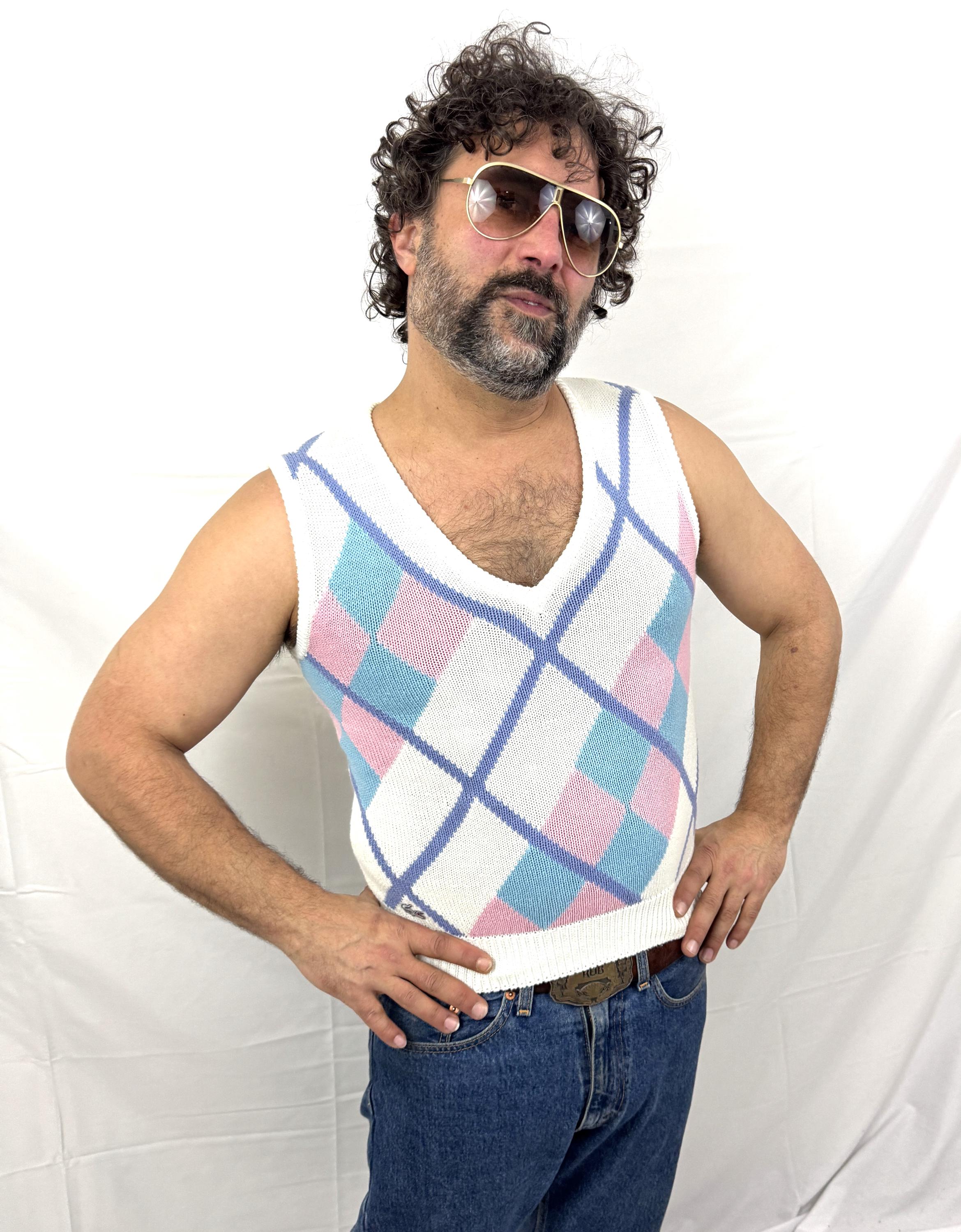 Vintage Izod Lacoste Striped Argyle Sweater Vest