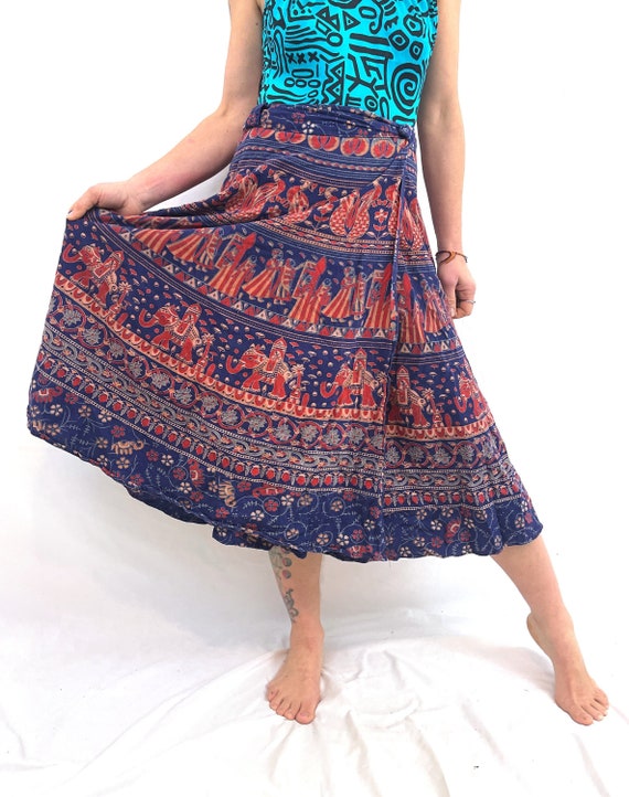 NWT LUCKY BRAND Cotton INDIA Block Print FLORAL WRAP Bohemian MAXI Dress L  70s