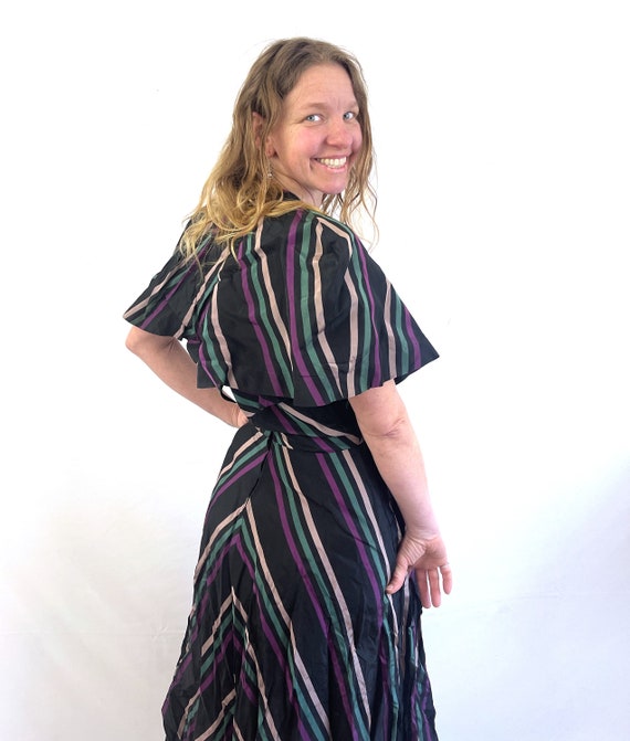 Vintage 1940s 40s RARE Chevron Striped Dress - wi… - image 5