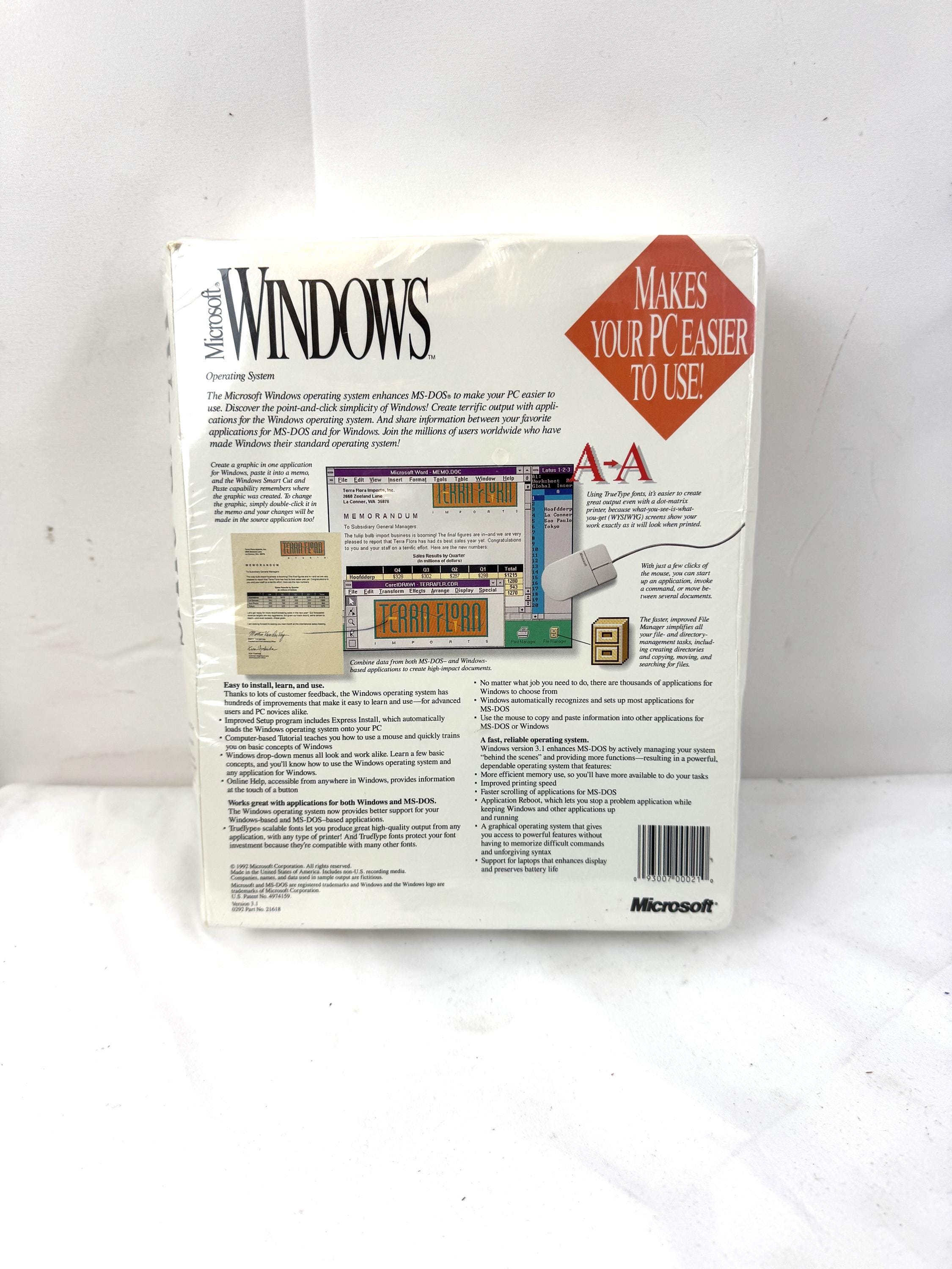 Vintage 1990s 90s 1992 Microsoft Windows Operating System Software