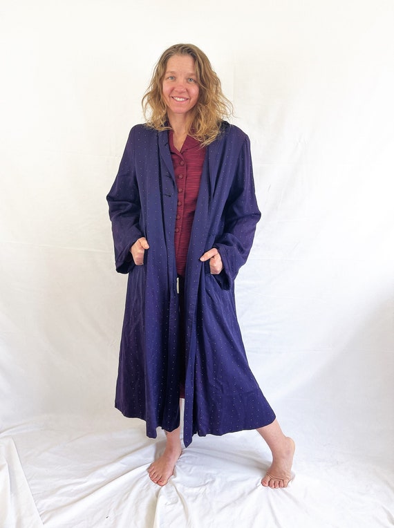 Vintage 1940s 40s Purple Full Length Swing Coat - 