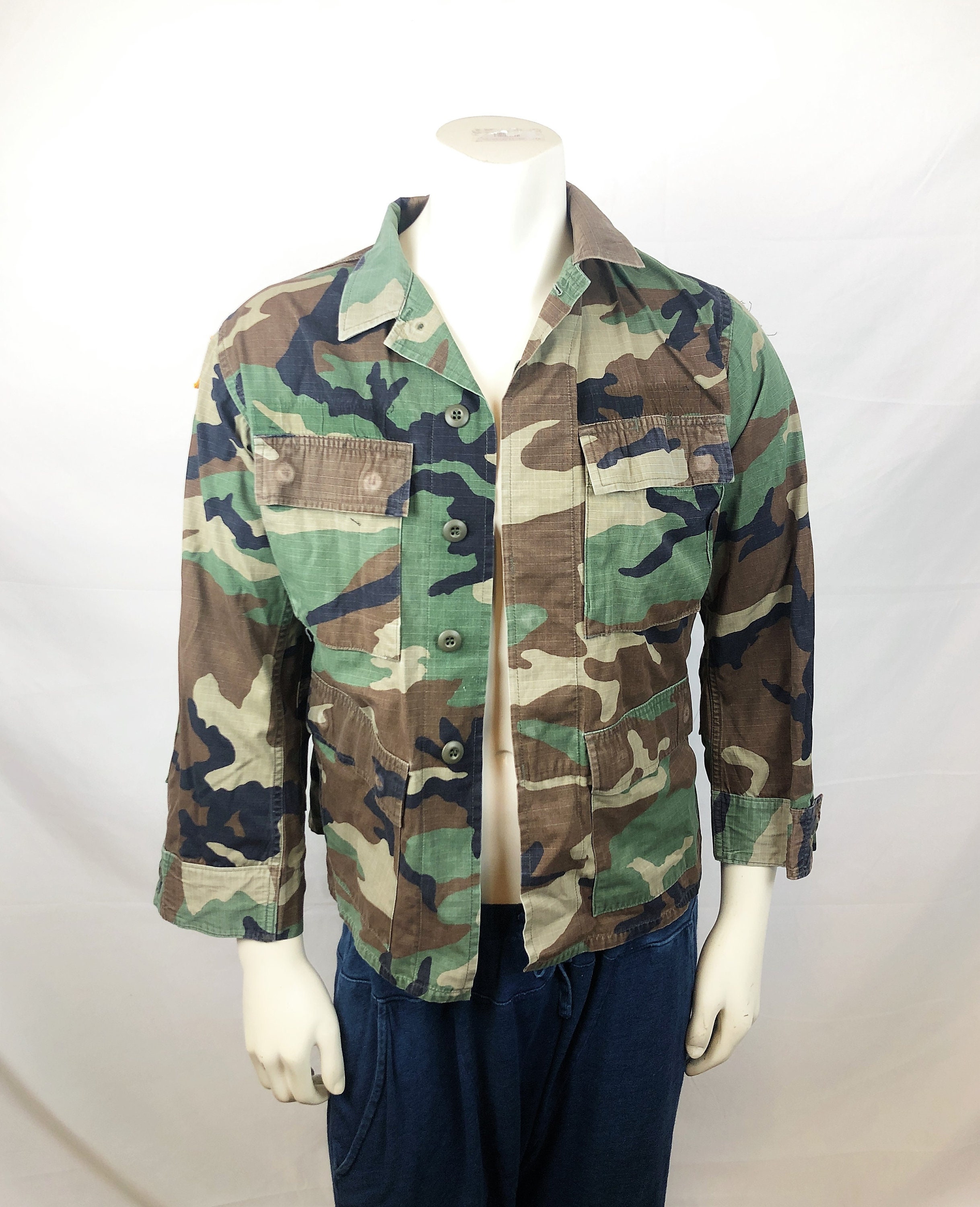 Vintage Camo Shirt Military Grunge Camouflage Button Up Etsy