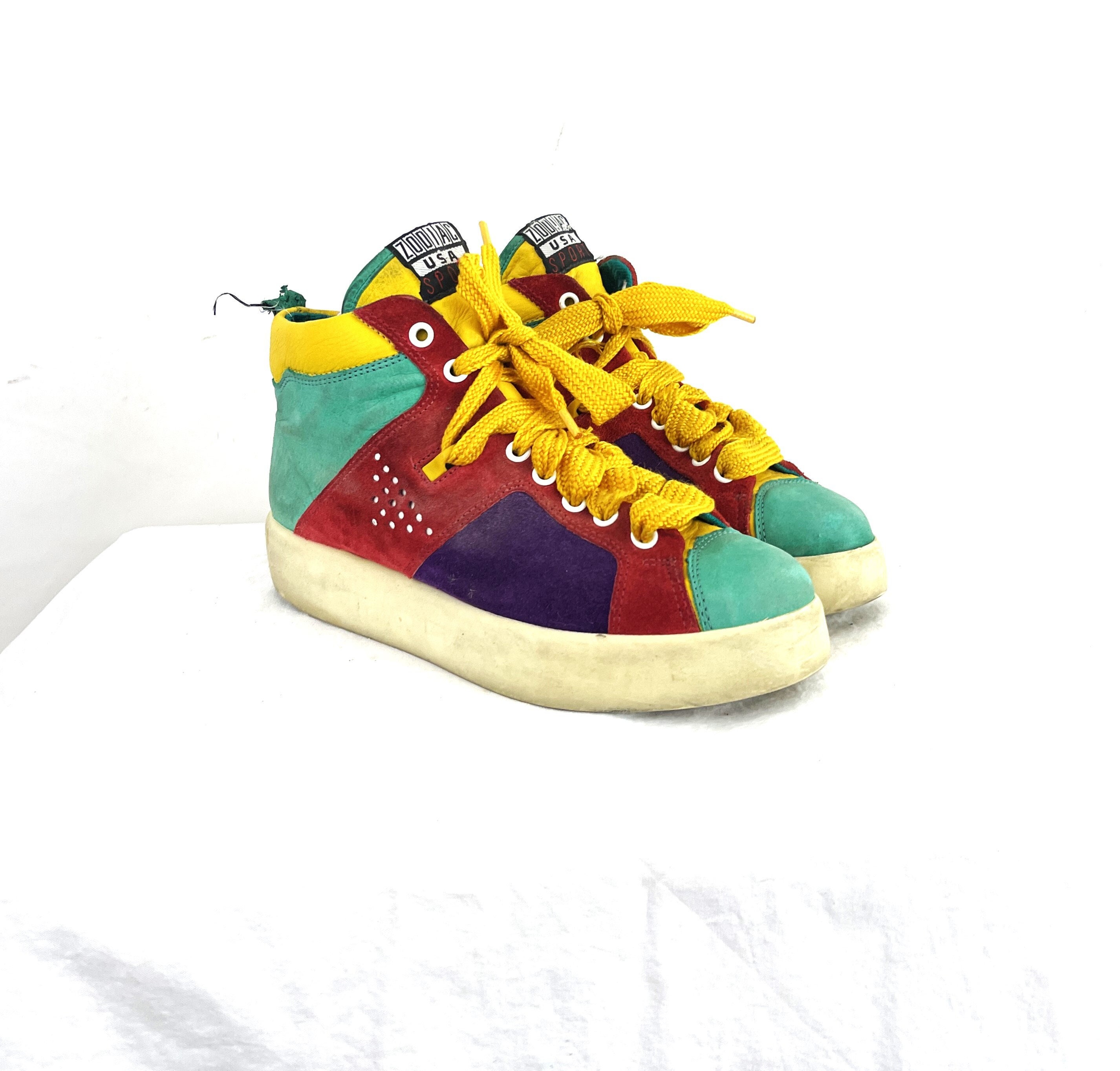 Vintage 1980s 80s Zodiac Rainbow Leather Suede Sneaker Vintage 1980s 80s Zodiac Rainbow Leather Suede Sneaker