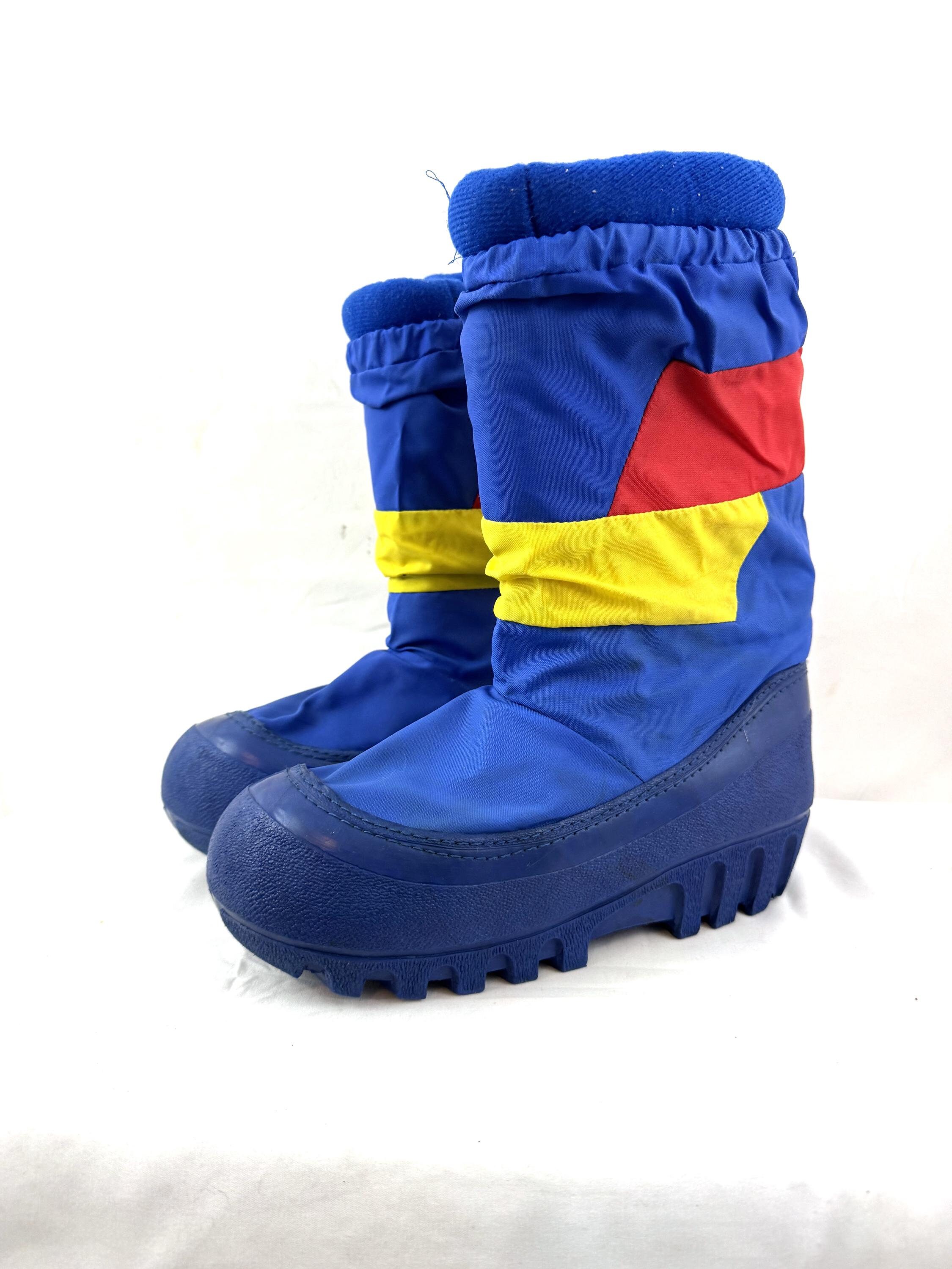Bottes Moon Boots Vintage Années 80 Bleu Orange Taille 9 - Style Rétro Ski