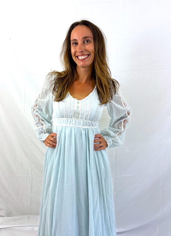 Vintage 1970s 70s Gunne Sax by Jessica Lace Floral Sh… - Gem