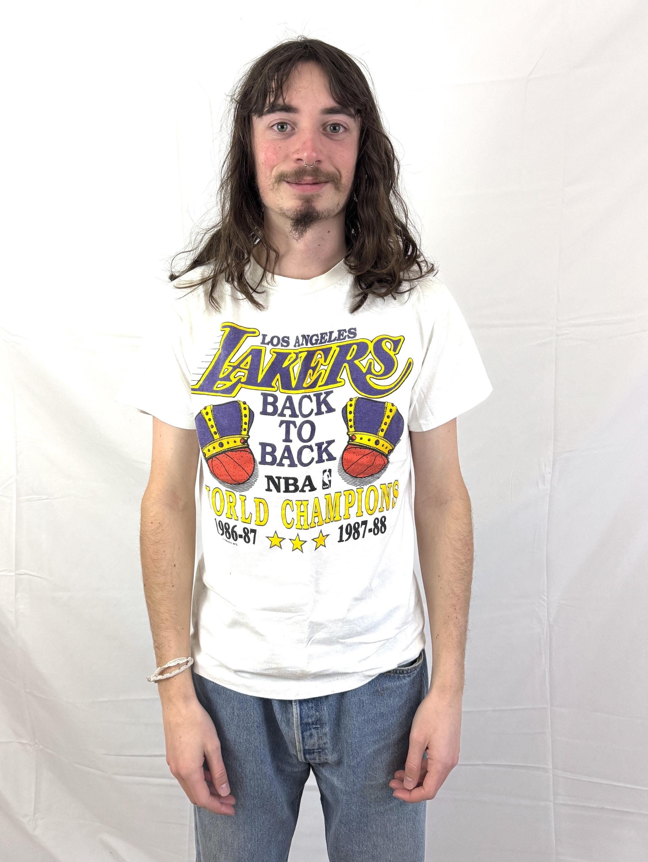 Vintage 80s Lakers Back to Back Champions Tee - NBA Basketball - Etsy