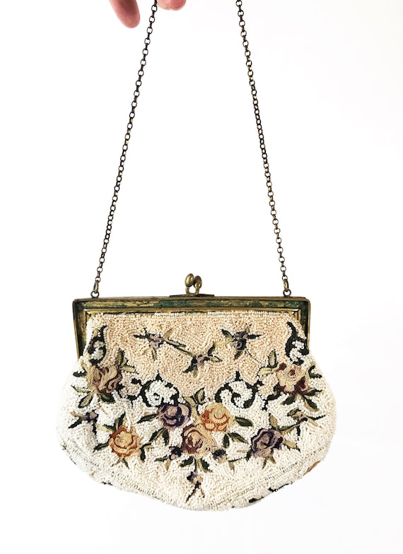 Vintage MidCentury Distressed Mini Beaded Purse