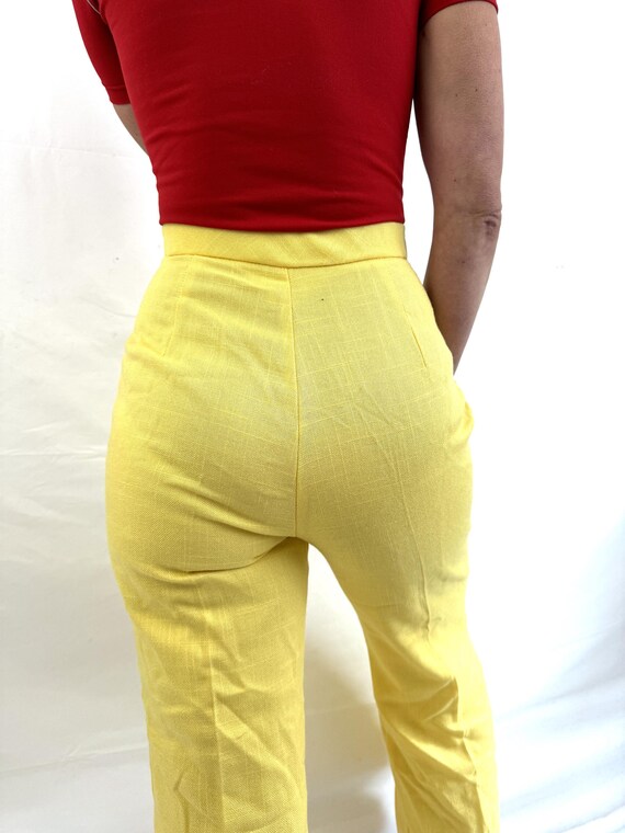 Vintage 1970s 70s Yellow Kolortron Wide Leg Legge… - image 6