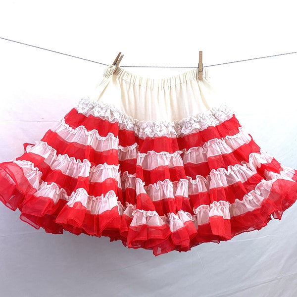 Vintage Red White Square Dancing Petticoat Tutu Crinoline Slip - Kroening's Fashion Magic - Baltimore, Maryland