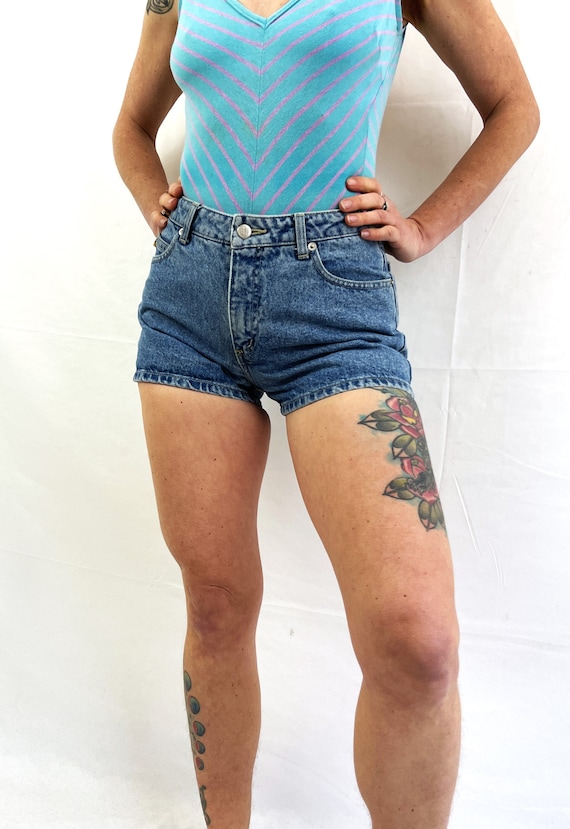 Vintage 90s Y2K 1990s Denim Mini Shorts By Blue Asphalt