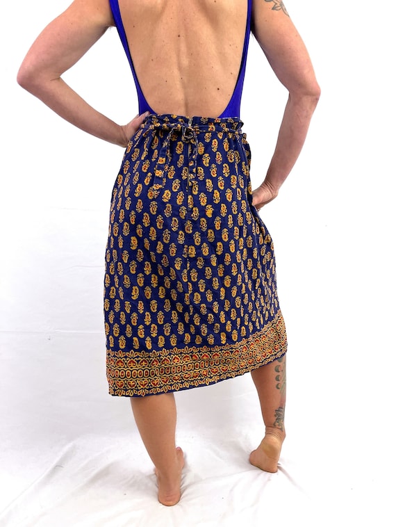 Lovely Vintage 70s Hippie Cotton India Print Skirt