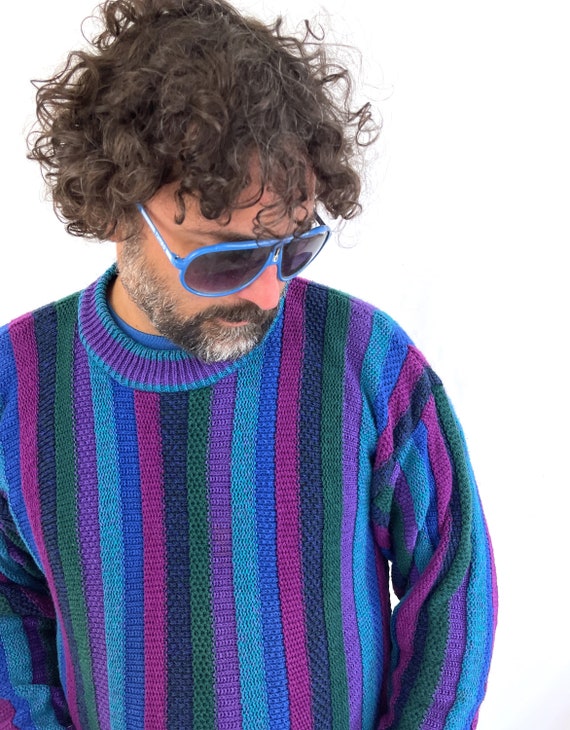 Vintage 80s 90s Rainbow Knit Sweater - Colours by… - image 3