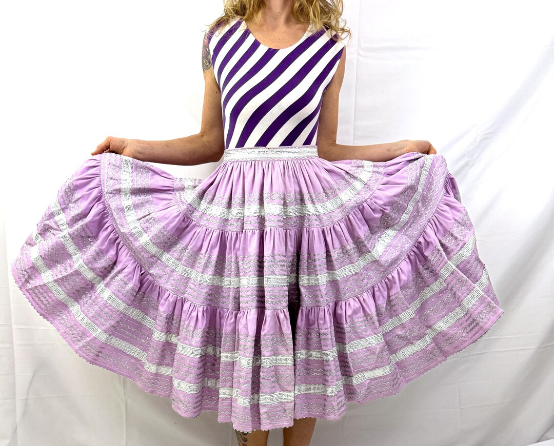 Rockabilly Ric Rac Vintage 1950s Squaw Patio Lavender Rockabilly Ric Rac Metallic Trim ...