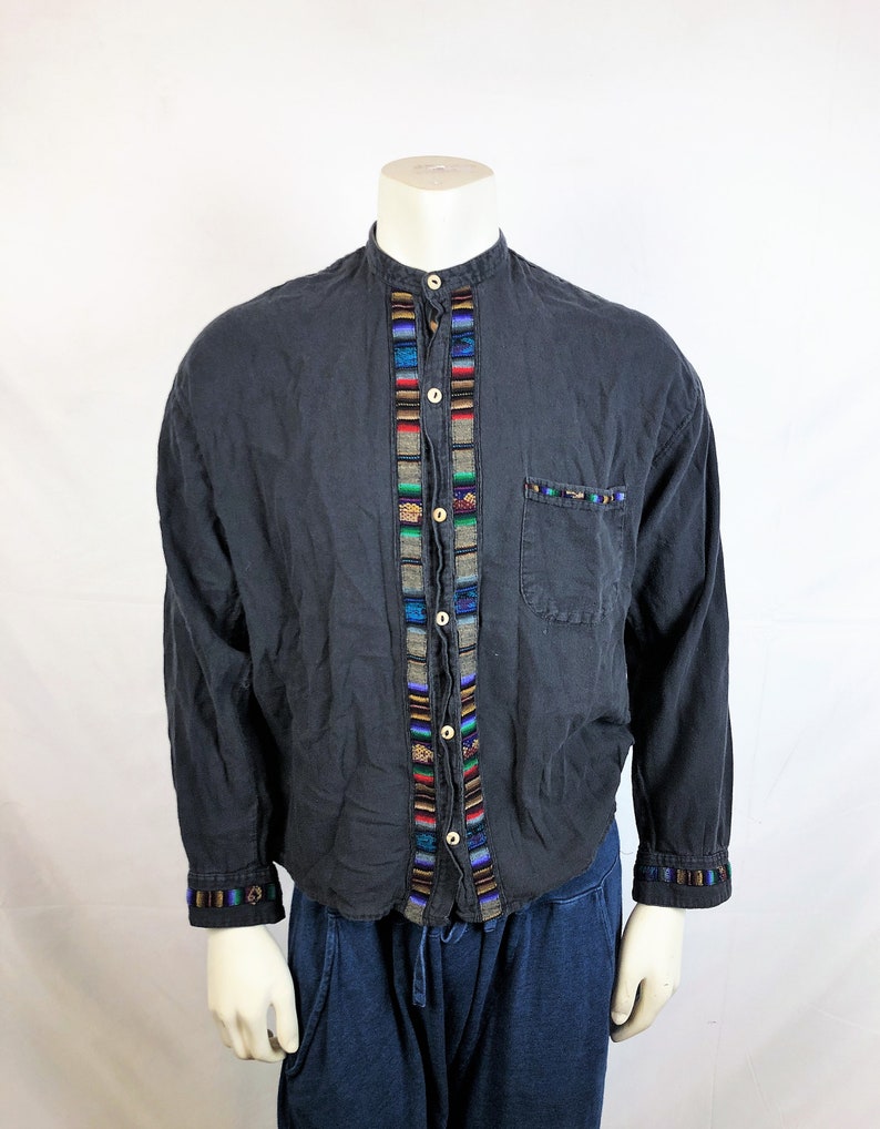 Vintage 80s 1980s 90s Ecuador Button Up Top Shirt