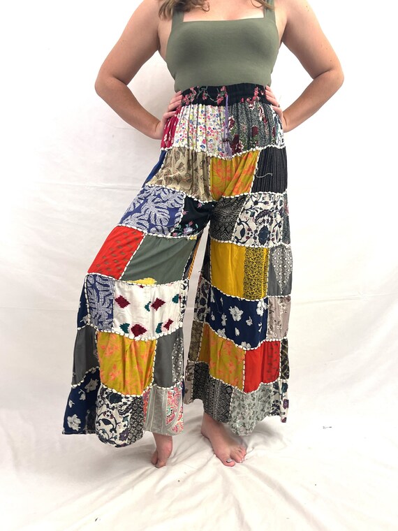 Women Vintage Patch Spliced Spring Worn Harem Pants