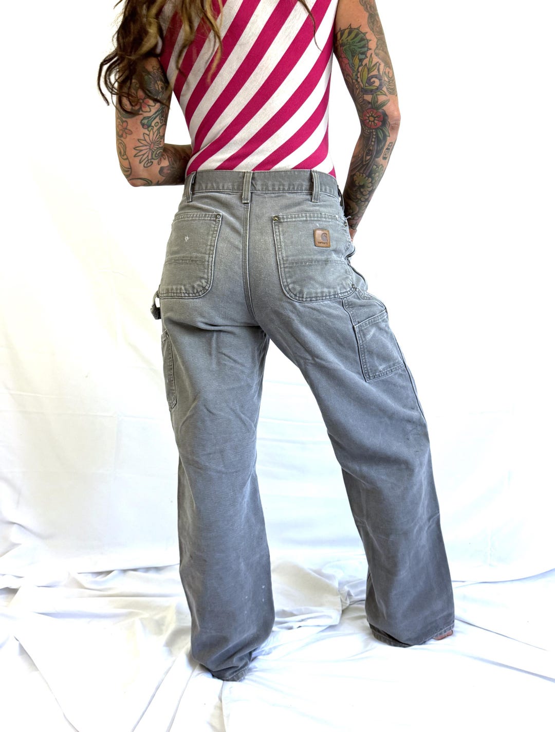 Vintage Carhartt Gray Workwear Double Knee Cargo Painters Pants