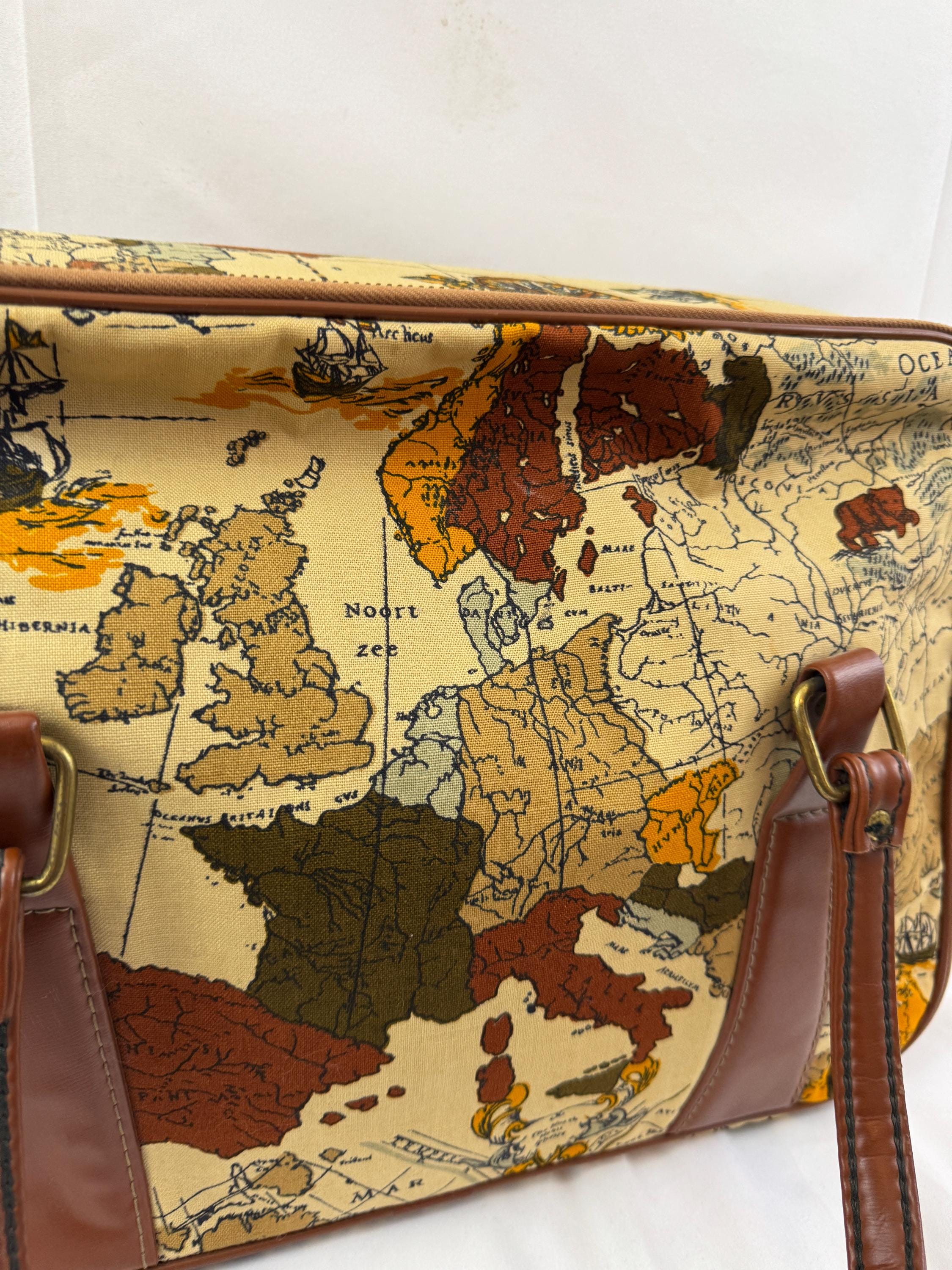 アンティーク風 世界地図⁈ バッグ 箱 Vintage 70s 1970s World Map Tote Bag Suitcase Case Luggage - Etsy