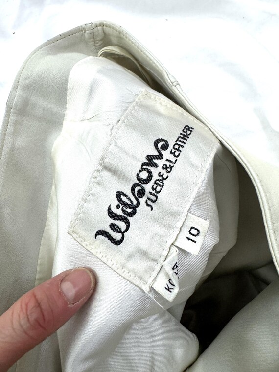 Vintage 90s 1990s White Leather Wilson Pencil Skirt