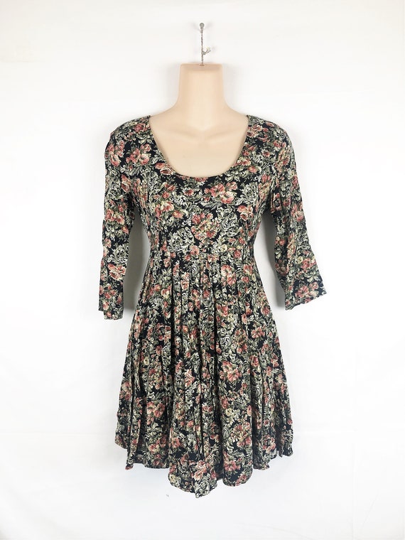 Vintage 80s Floral Grunge Dress by Contempo Casual