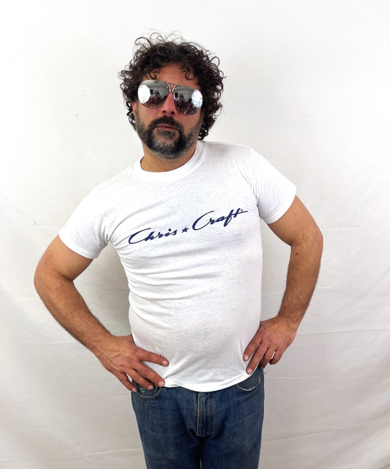 Vintage 1980 80s Chris Craft White Tee Shirt Tshir