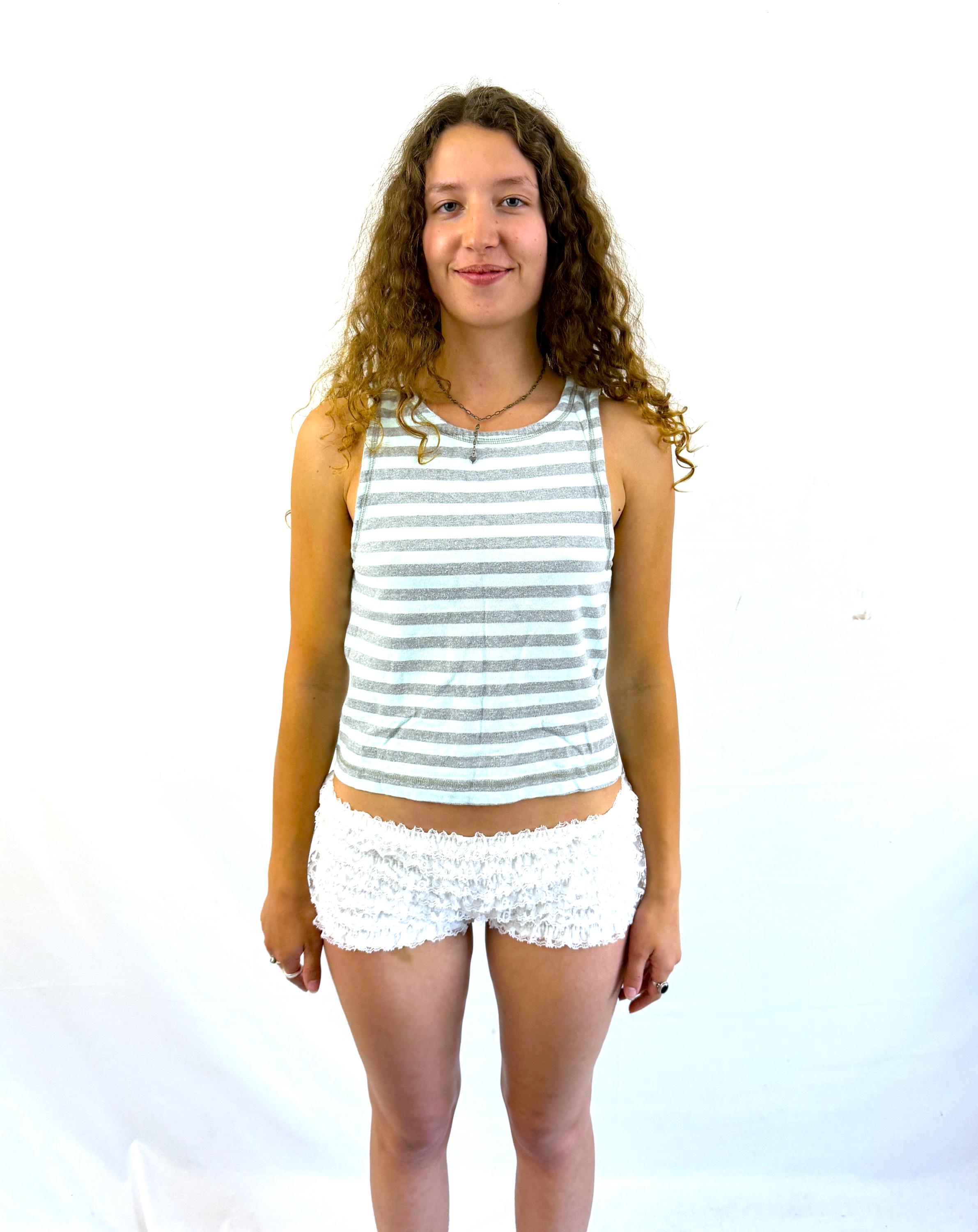 Vintage 1980s 80s Jimmy Z Jimmy'z Racer Back Pastel Striped