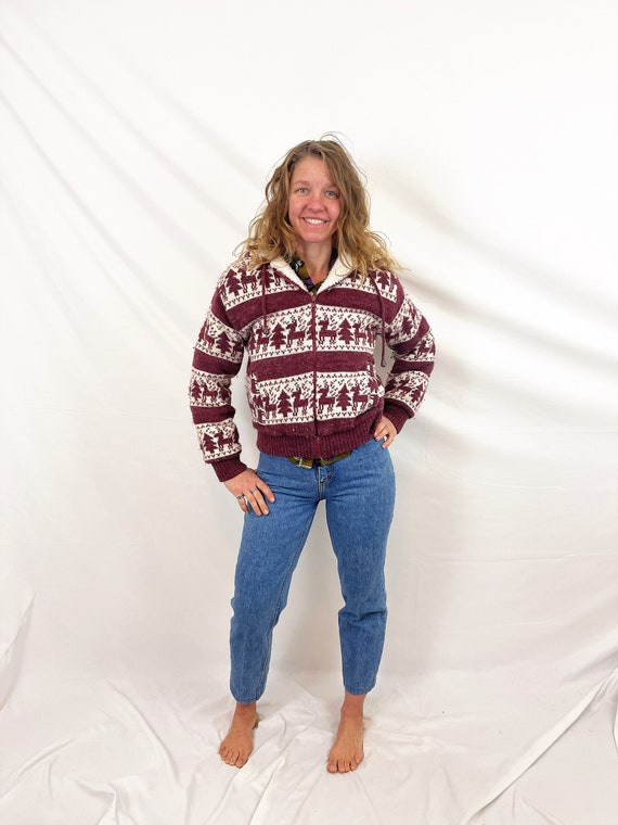 Vintage 1980s 80s Knit Reindeer Winter Sweater Ja… - image 3