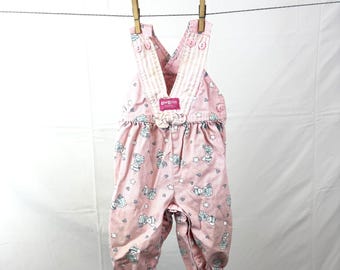 Vintage OshKosh B&#39;Gosh Pink Bunny Overalls - 18 Months
