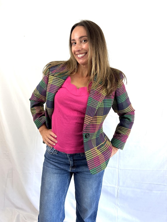 Oscar de la Renta, Vintage 1990s 90s Oscar de la Renta Studio Wool Blend Fall Autumn Jacket Blazer