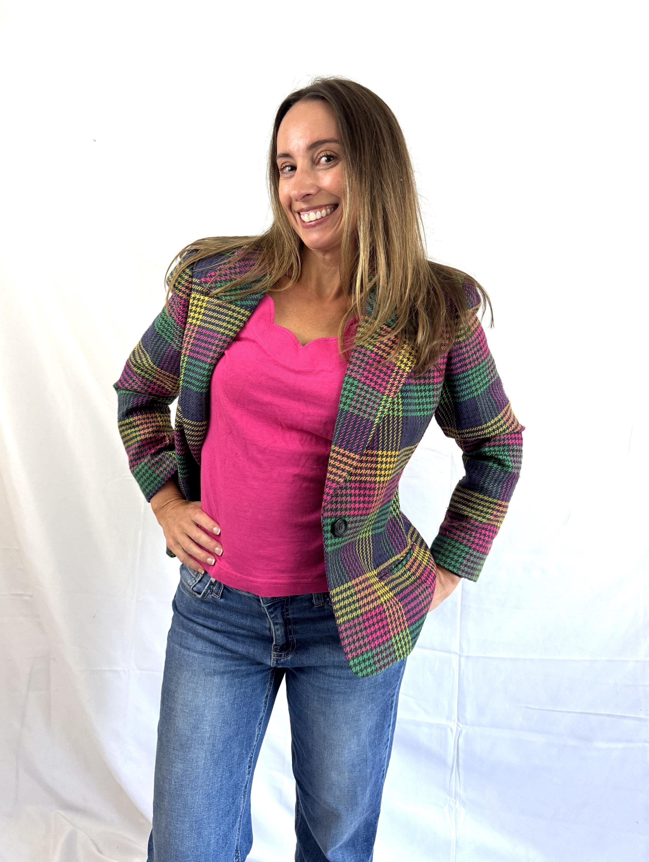 Oscar de la Renta, Vintage 1990s 90s Oscar de la Renta Studio Wool Blend Fall Autumn Jacket Blazer