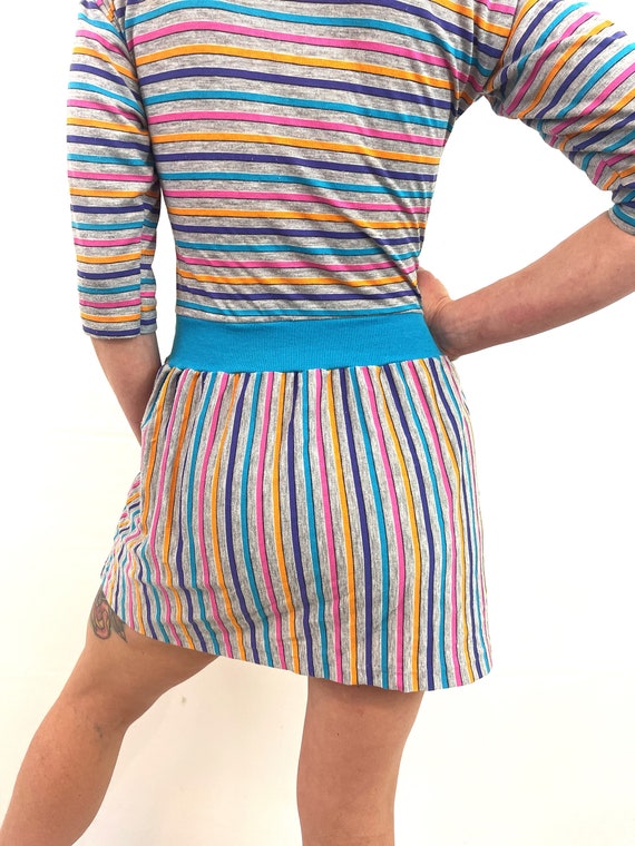 Cutest 70s 80s Striped Rainbow Pastel Summer Dres… - image 5