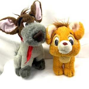 Lot Vintage 1980er 80er Jahre 1988 Disney Oliver and Company Orange Katze und Hund Plüschtier Puppe Spielzeug