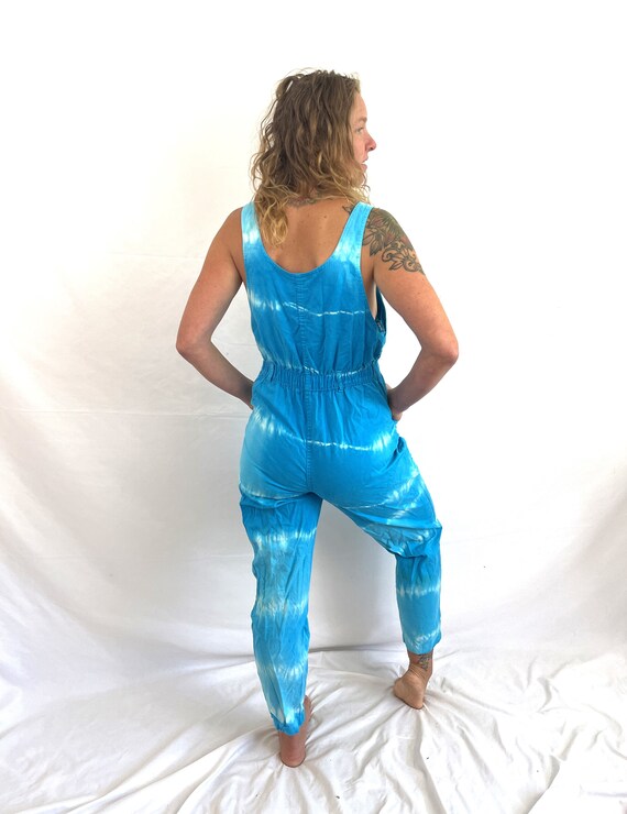 Vintage 80s 1980s Tie Dye Blue Onesie WOW Romper … - image 4