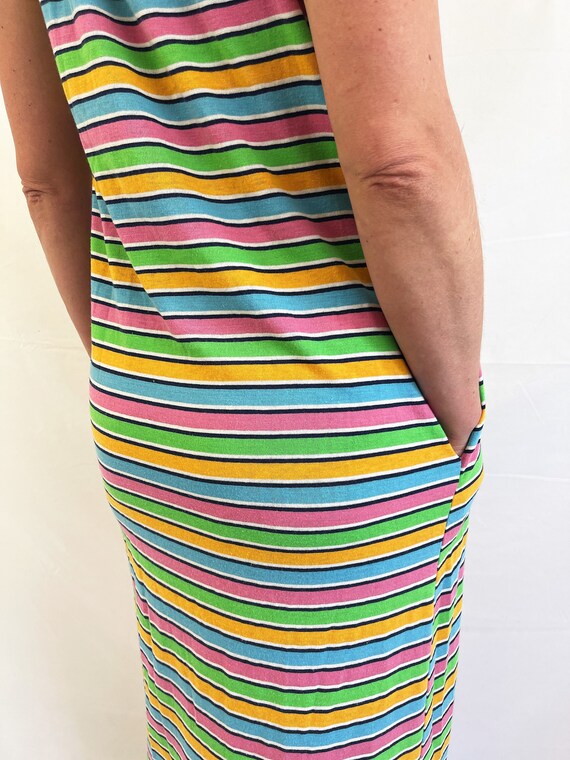 Vintage 1970s 70s Striped Rainbow Fun Dress - image 6