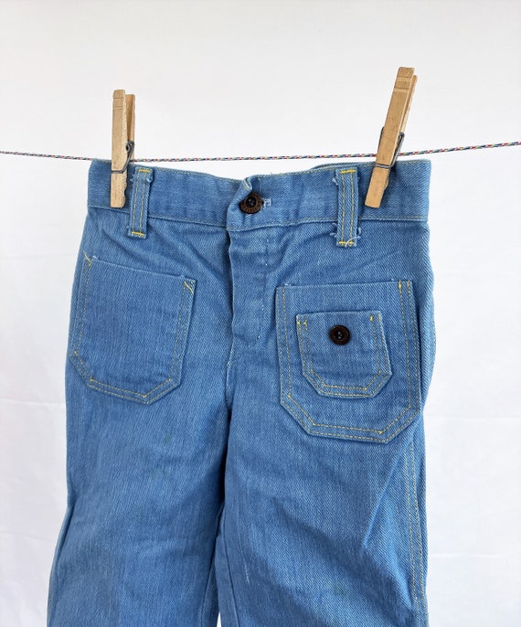 Vintage 1970s 70s KIDS SIZE Denim Jeans Bell Bott… - image 3