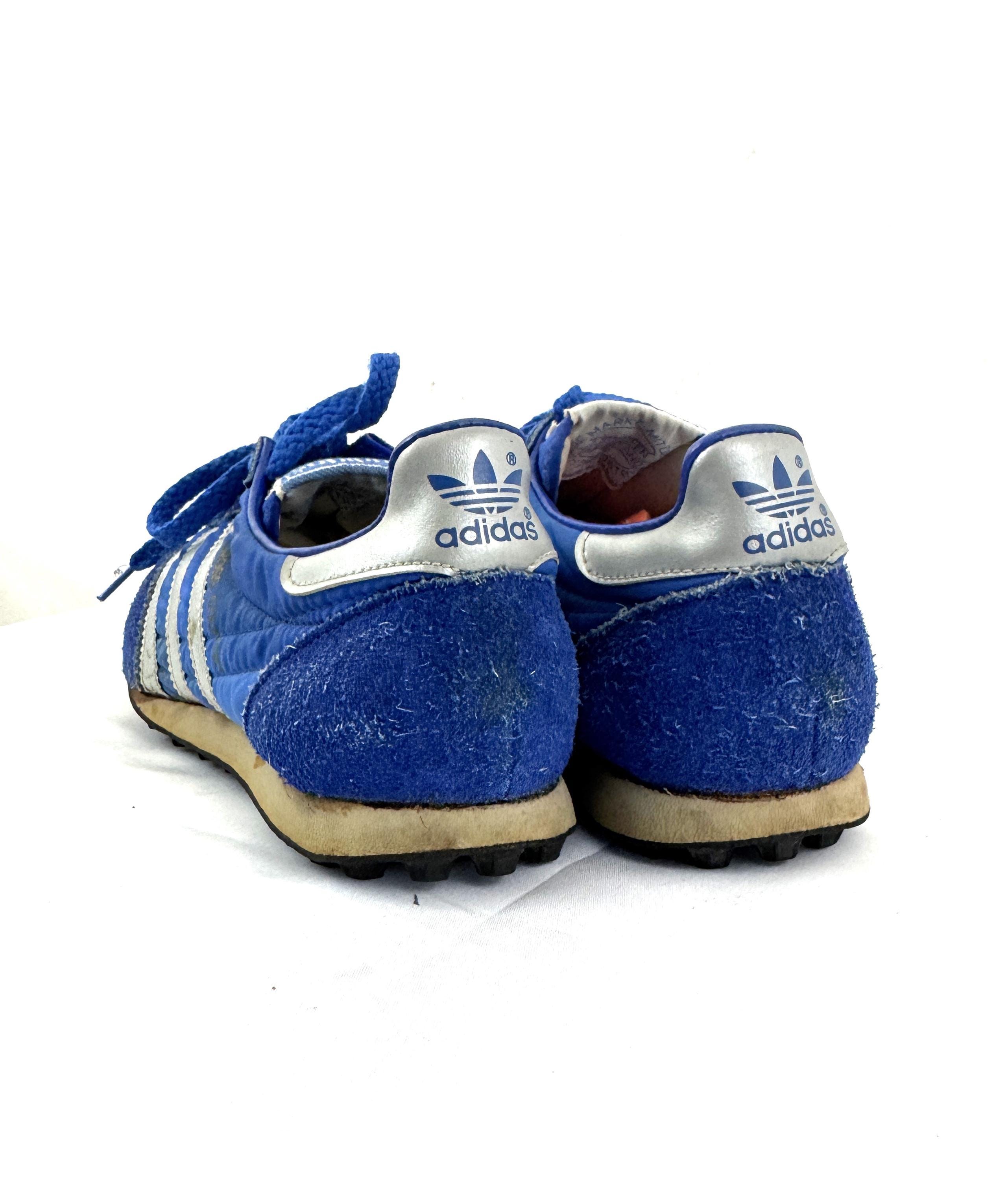 Vintage 1970s 70s 80s Adidas Blue Striped Track Sneakers Shoes