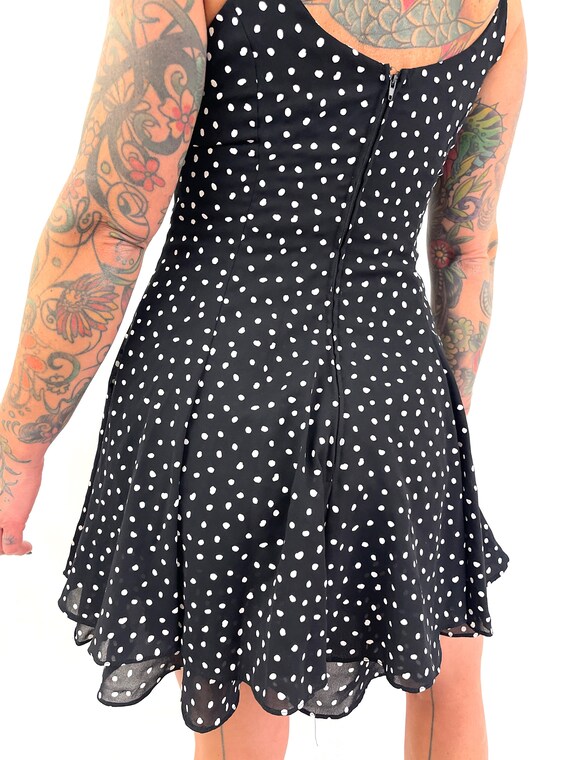 Vintage 80s 1980s Black White Polka Dot Polkadot … - image 5